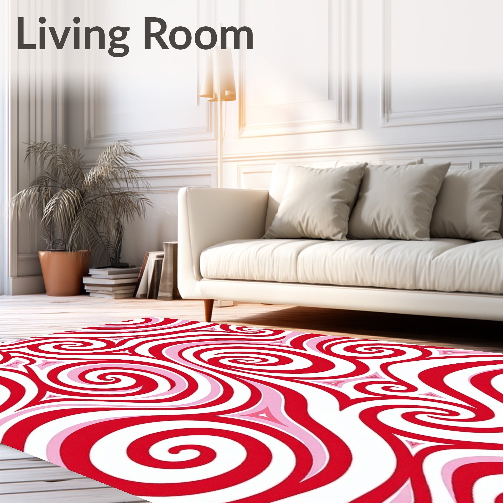 Crimson Pink Swirl Abstract Rug