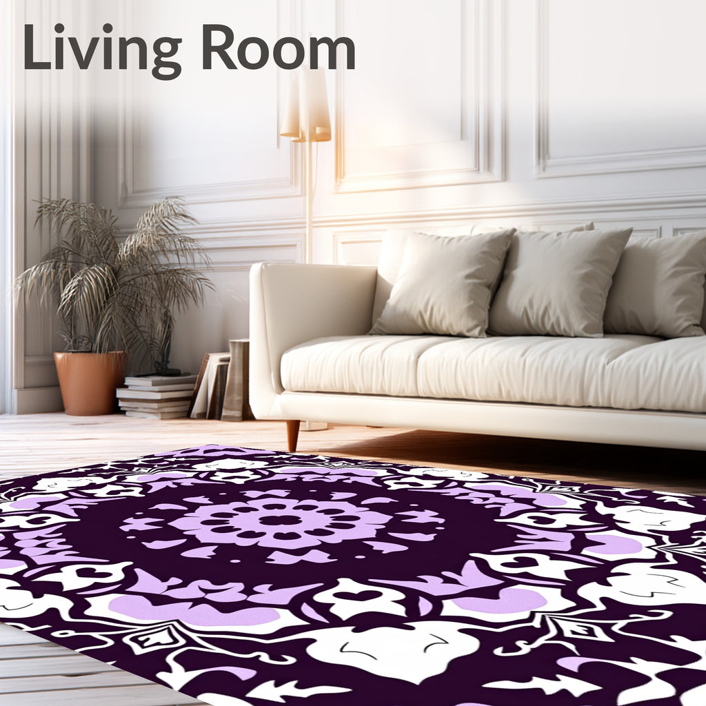 Plum Lilac Floral Medallion Rug