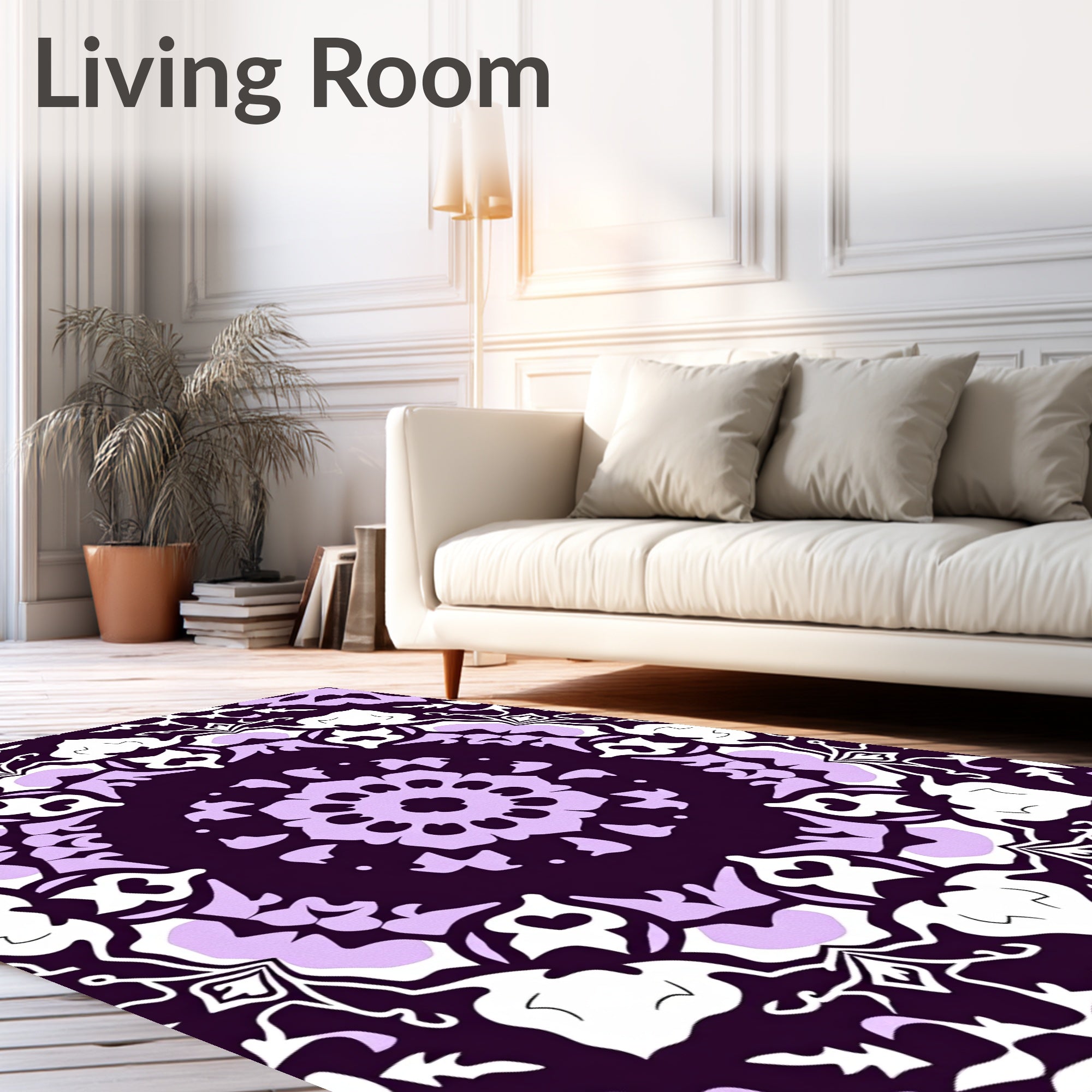 Plum Lilac Floral Medallion Rug