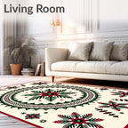 Crimson Green Starburst Mandala Rug