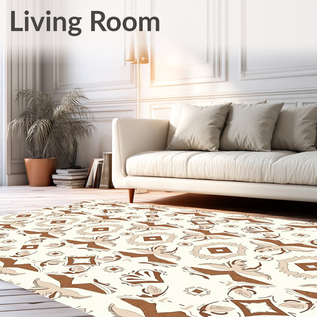Earthy Tan Geometric Tribal Sun Rug