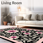 Delicate Pink Floral Vines Rug
