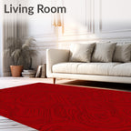 Crimson Swirl Abstract Terrain Rug
