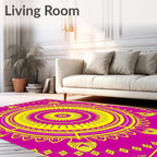 Vibrant Yellow Magenta Mandala Rug