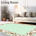 Golden Floral Scroll Border Rug