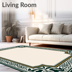Ornate Green Gold Floral Frame Rug