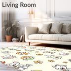 Playful Characters Yellow Floral Scatter Rug