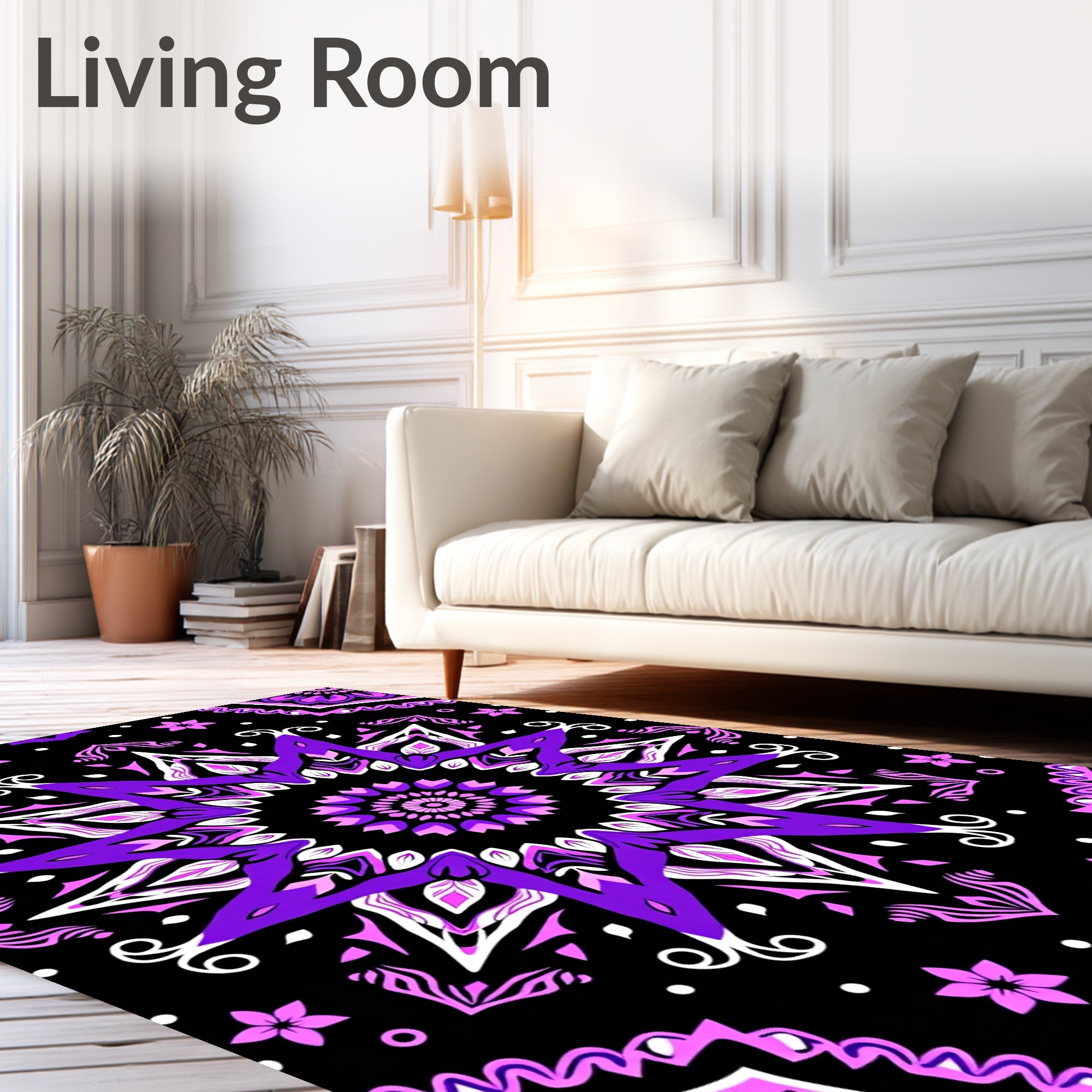 Vibrant Purple Mandala Starburst Rug