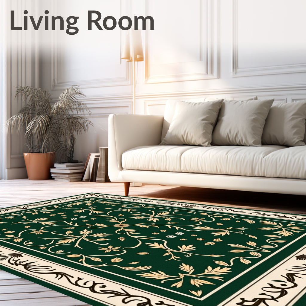 Emerald Swirl Floral Medallion Rug