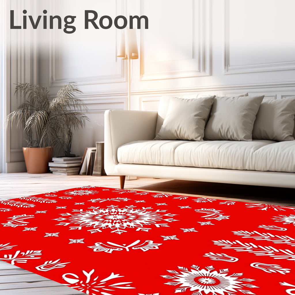 Bold Red and White Mandala Bloom Rug