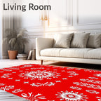 Bold Red and White Mandala Bloom Rug