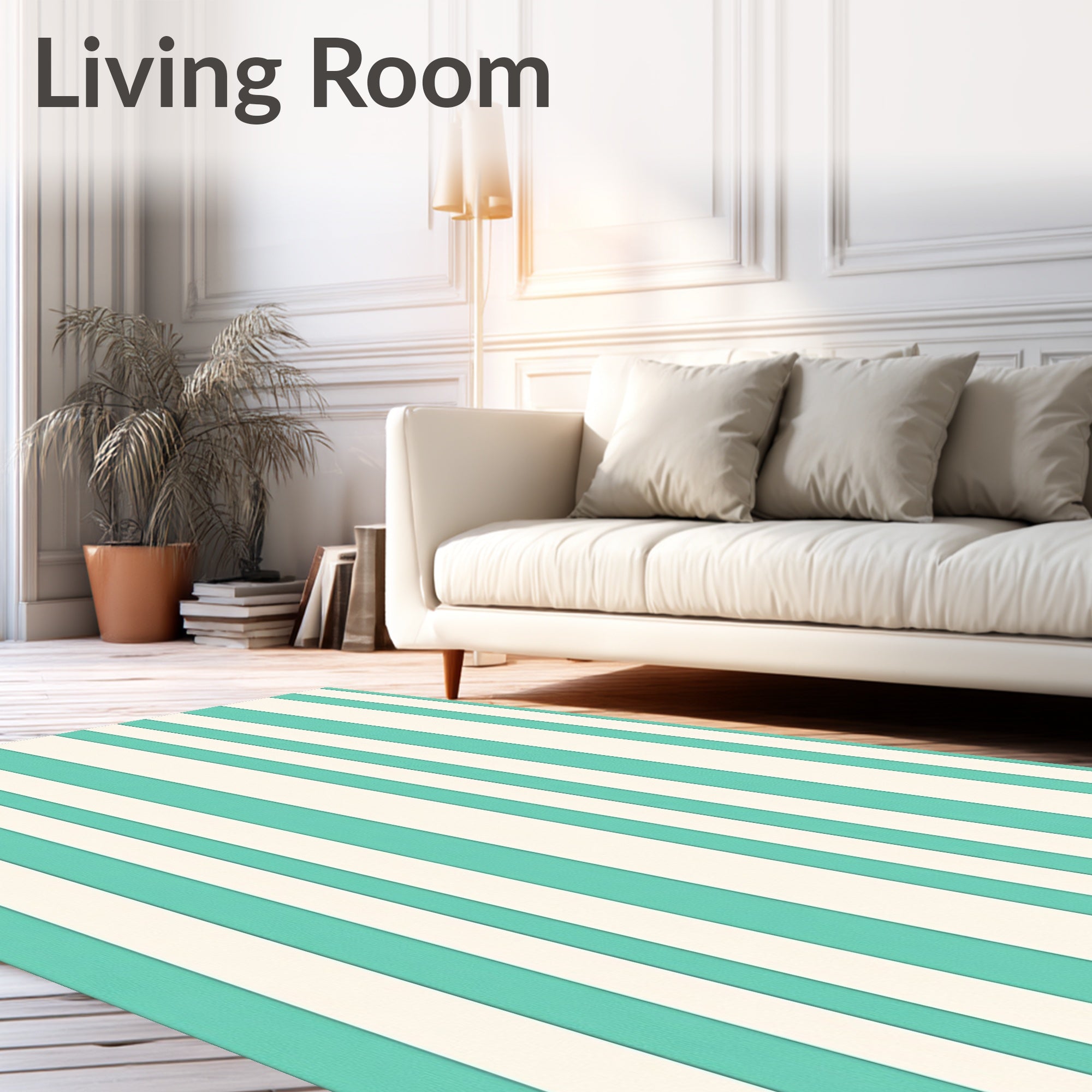 Coastal Mint and Cream Stripe Rug