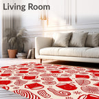 Holiday Red Candy and Mugs Rug