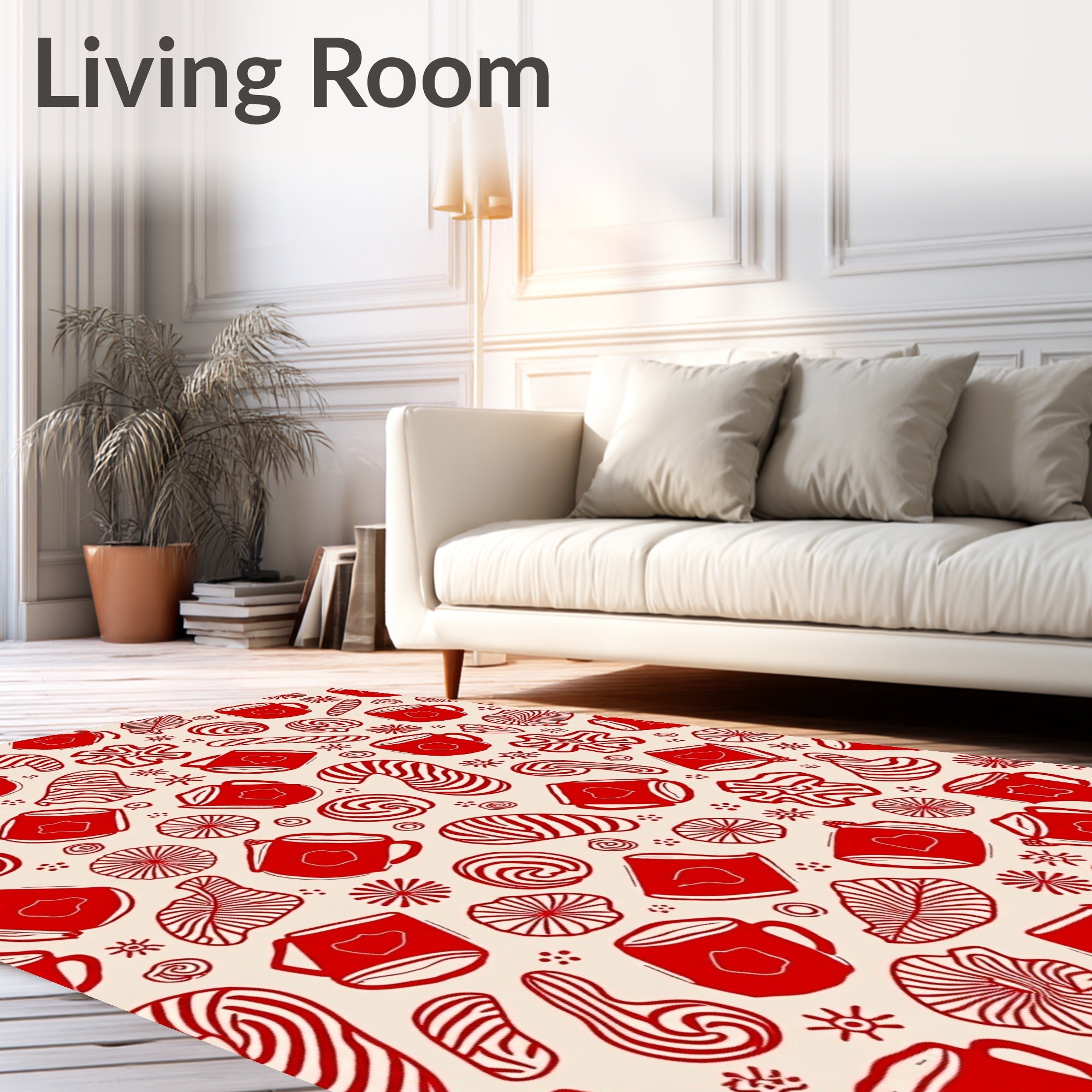 Holiday Red Candy and Mugs Rug