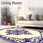 Deep Violet Floral Sunburst Art Nouveau Rug