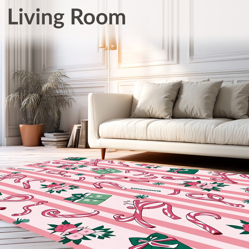 Pink Candy Cane Gift Stripe Rug