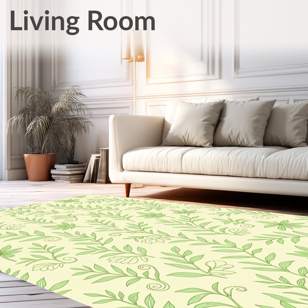 Light Green Botanical Scroll Rug