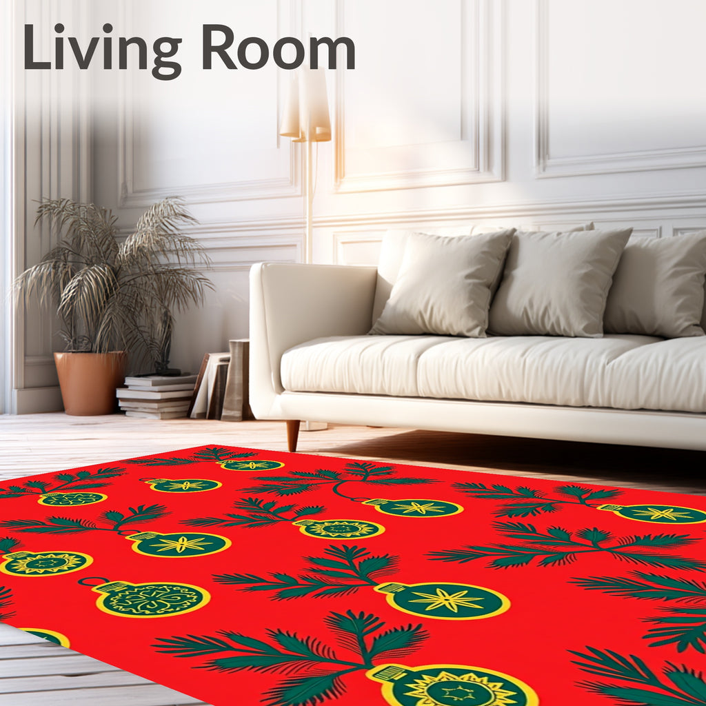 Crimson Evergreen Bauble Scatter Rug