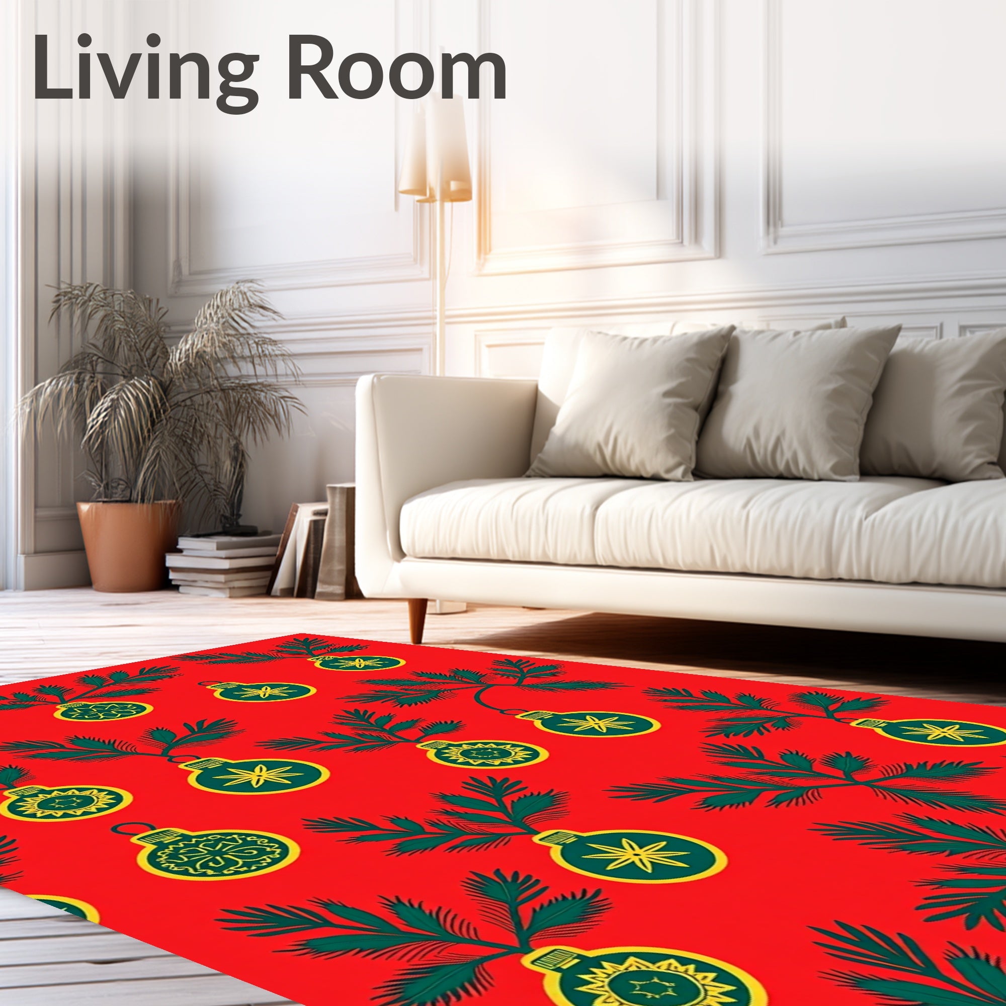 Crimson Evergreen Bauble Scatter Rug