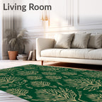 Emerald Gold Foliage Art Deco Rug