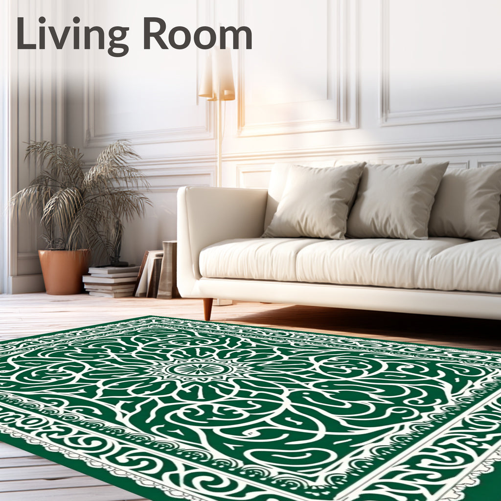 Emerald Courtly White Intricate Medallion Rug