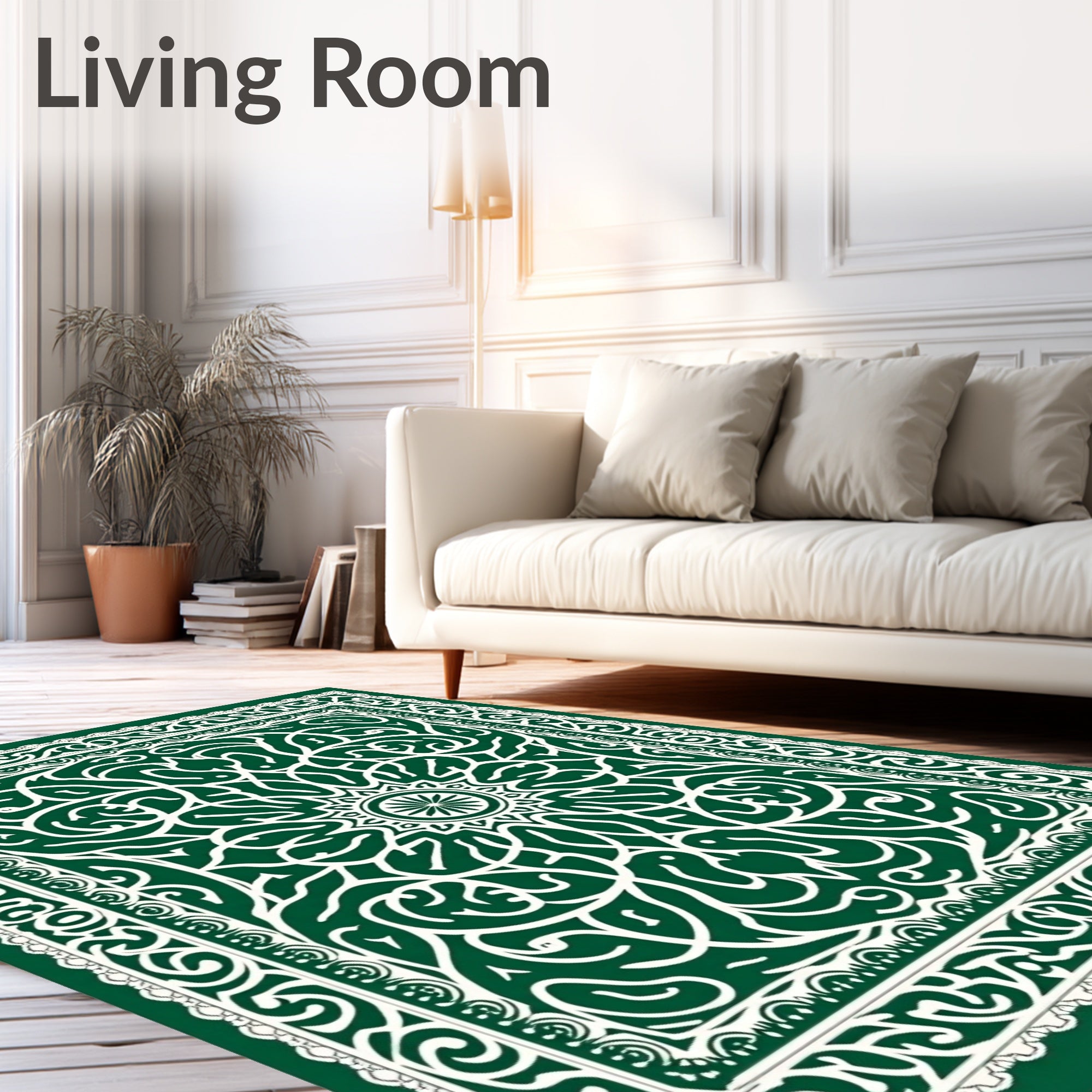 Emerald Courtly White Intricate Medallion Rug