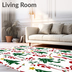 Festive Green Pine Candy Cane Star Rug