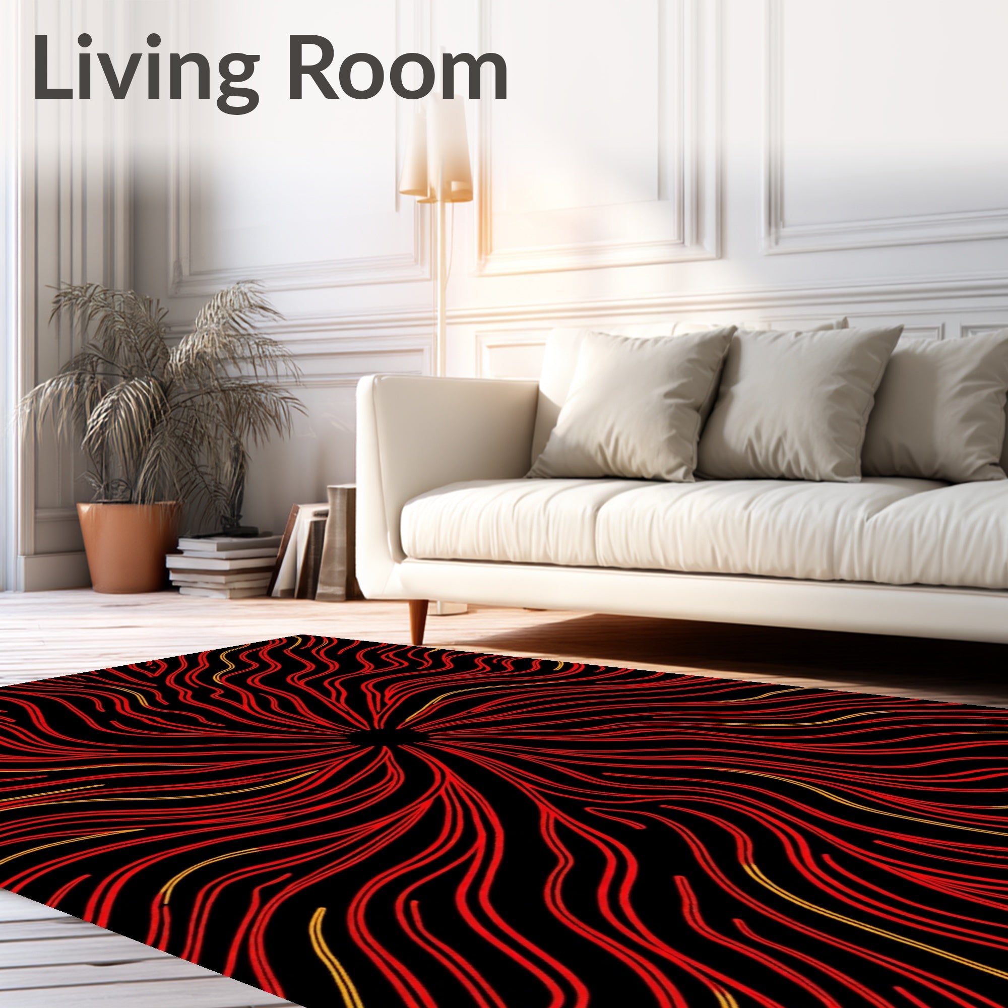 Crimson Red Radial Swirl Rug