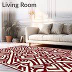 Crimson Geometric Labyrinth Rug