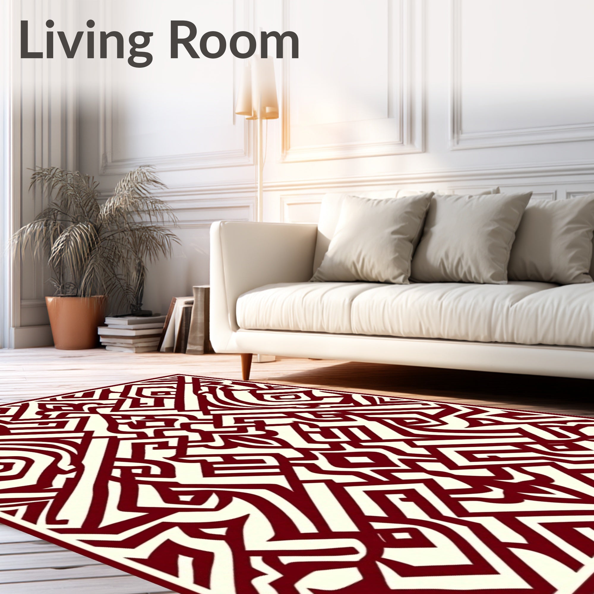 Crimson Geometric Labyrinth Rug