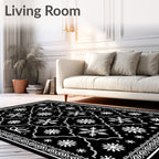 Black White Snowflake Lattice Rug