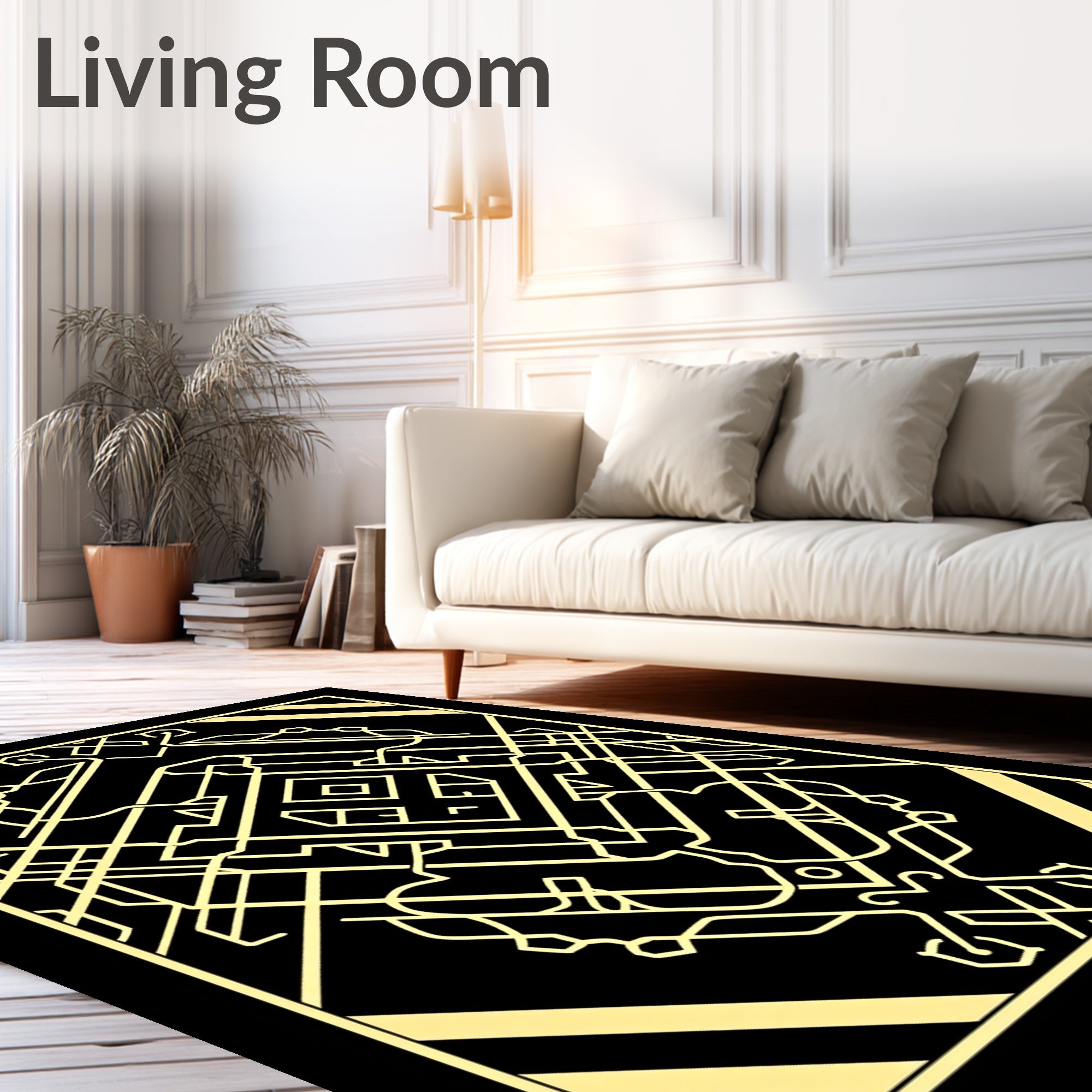 Art Deco Gold Geometric Symmetry Rug