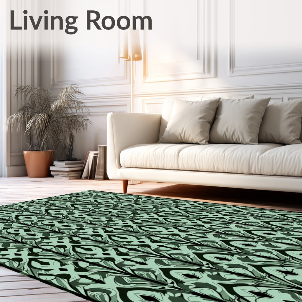 Emerald Art Deco Vertical Repeating Pattern Rug