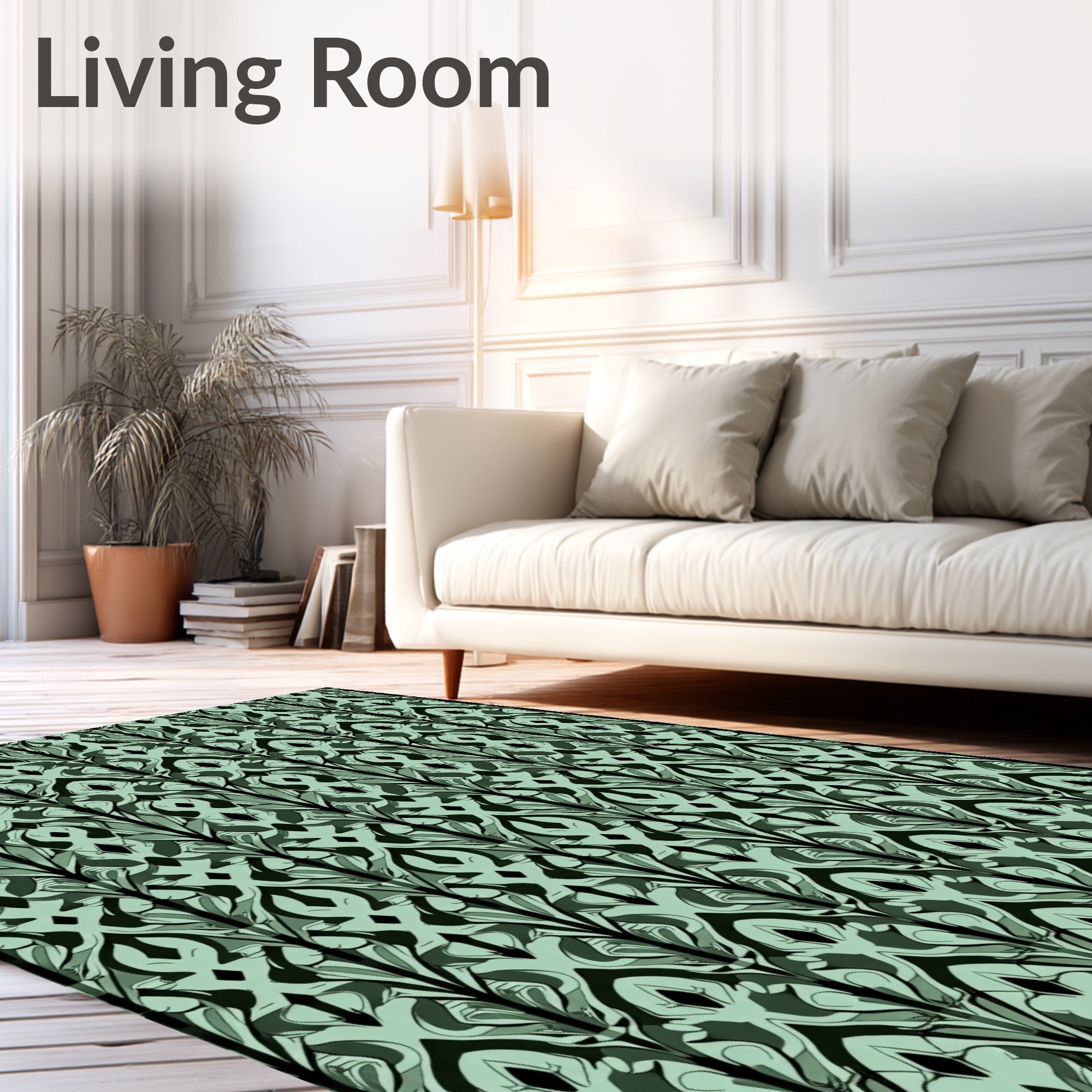 Emerald Art Deco Vertical Repeating Pattern Rug