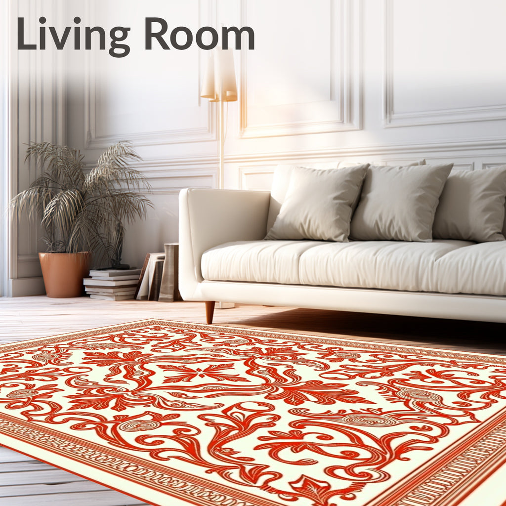 Regal Red Baroque Floral Tile Rug