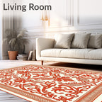 Regal Red Baroque Floral Tile Rug