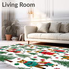 Christmas Bear Family Forest Scene Rug