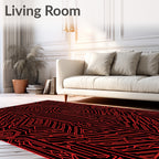 Cybernetic Tribal Red Geometric Maze Rug