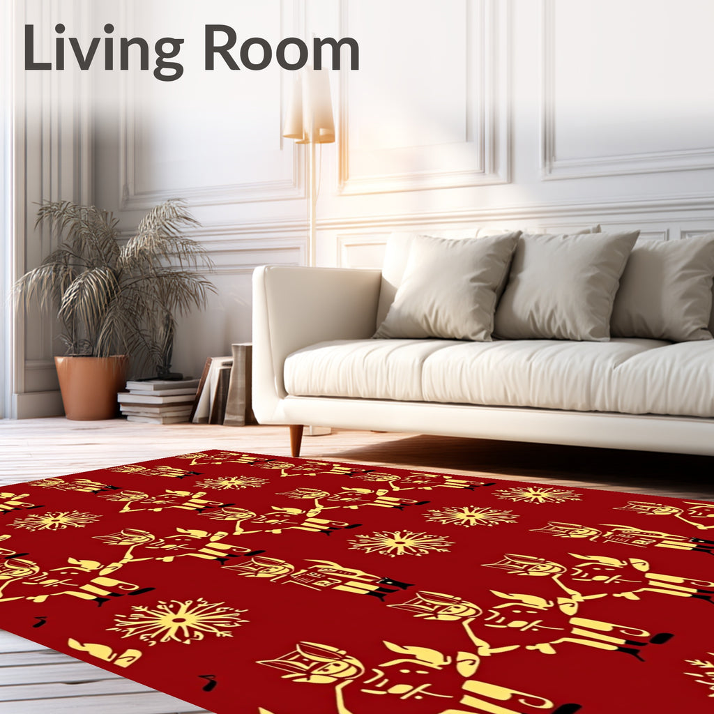 Golden Nutcracker Snowflake Holiday Repeat Rug