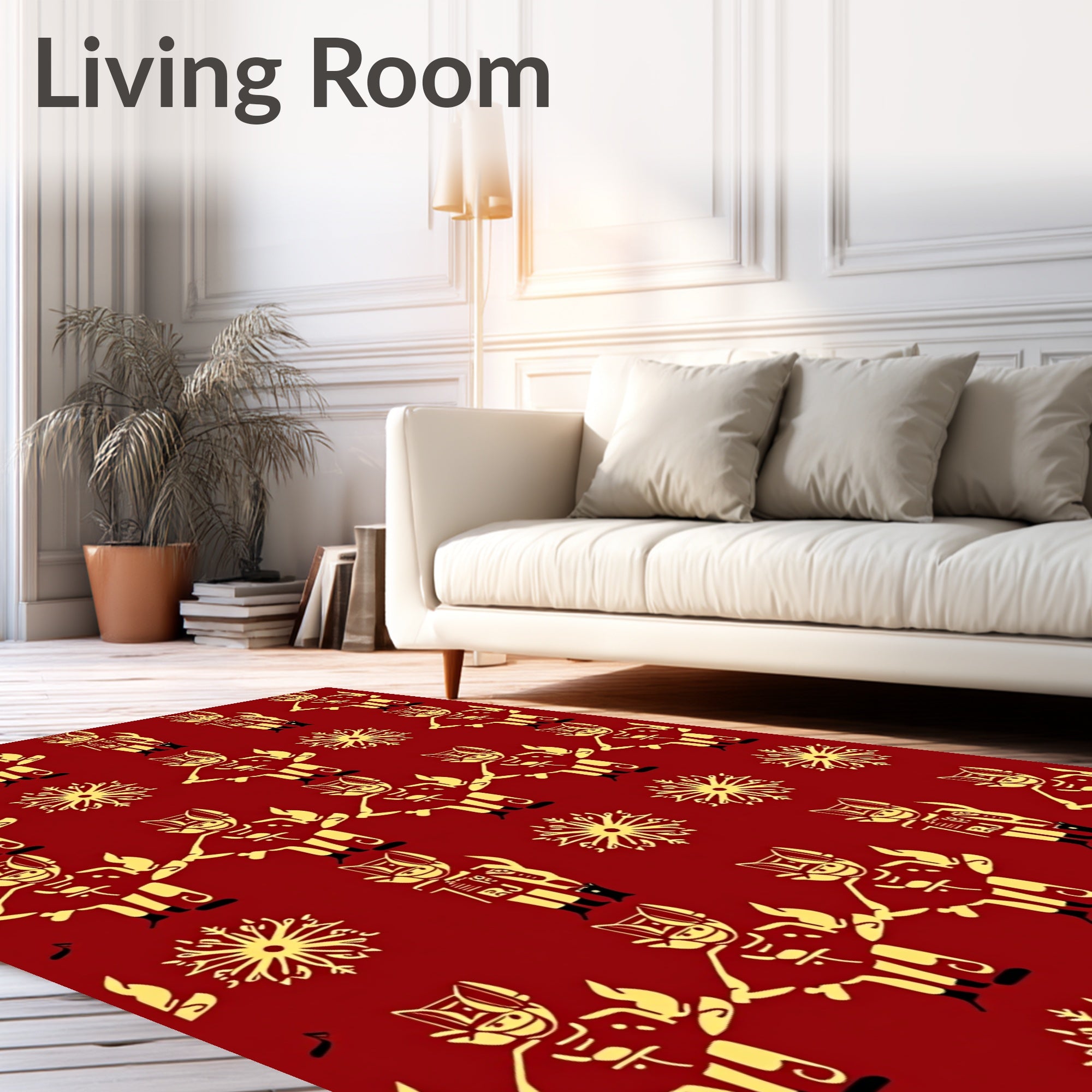 Golden Nutcracker Snowflake Holiday Repeat Rug