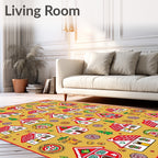 Holiday Village Red White Houses Rug