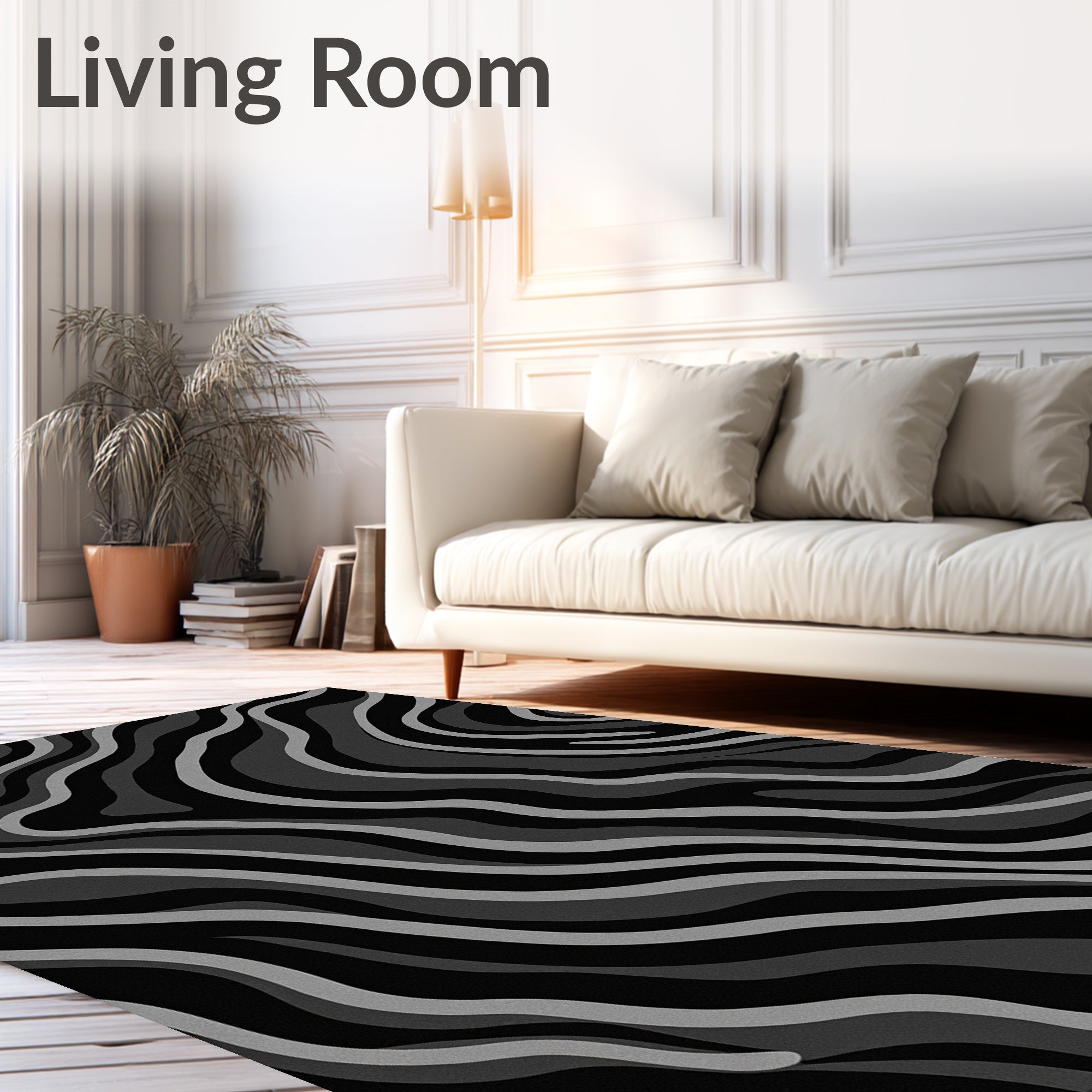 Dark Grey Swirling Stripe Rug
