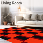Bold Orange Black Checkered Weave Rug