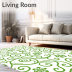 Whimsical Green Floral Swirl Rug