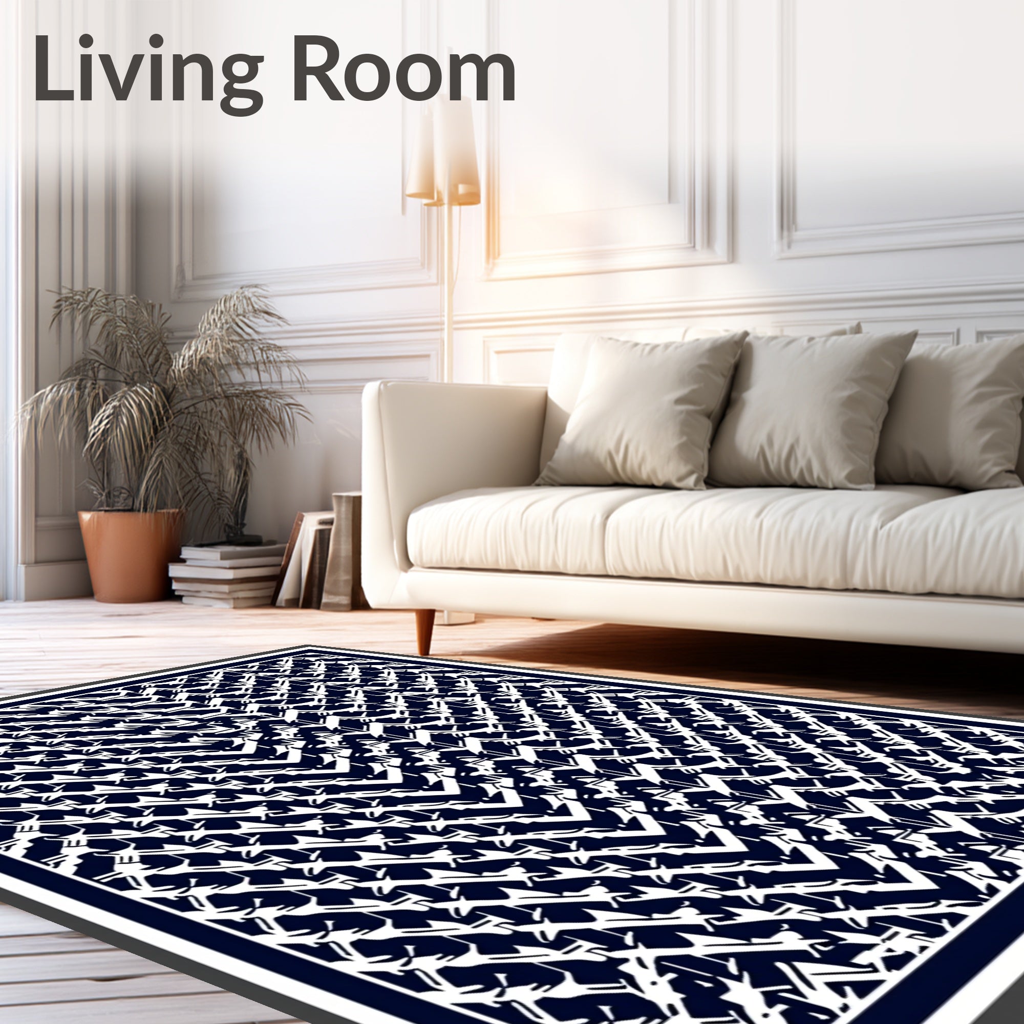 Deep Blue Jagged Chevron Array Rug