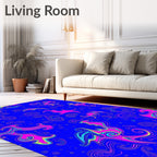 Vibrant Pink Swirl Abstract Waves Rug