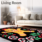 Cheerful Gingerbread Man Holiday Frame Rug