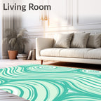 Mint Green Swirling Waves Rug