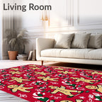 Happy Gingerbread Man Candy Cane Christmas Rug