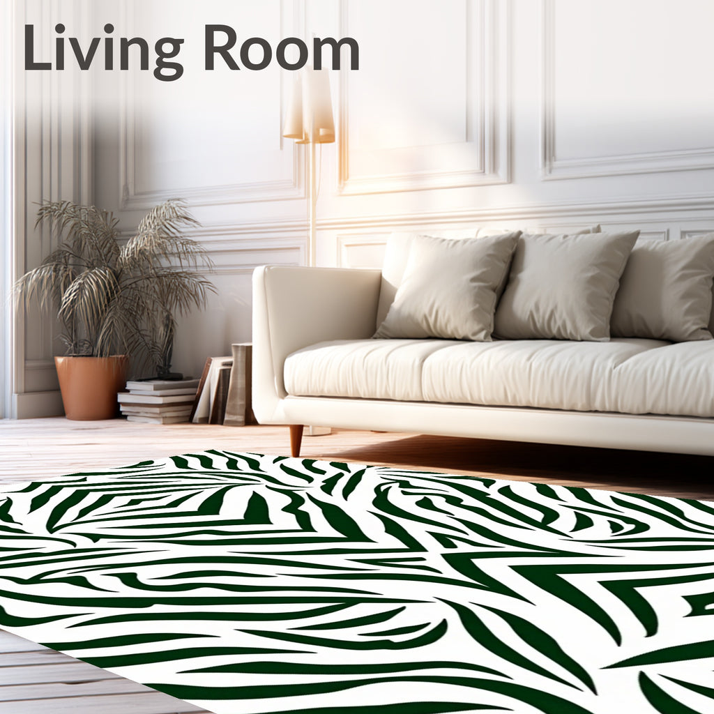 Dark Emerald Abstract Zebra Stripes Rug
